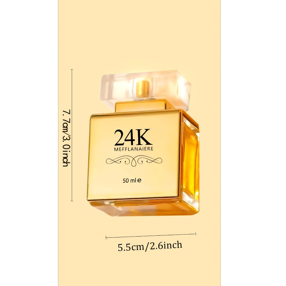 24K Gold Women's Eau de Toilette Perfume 1.69 oz Fresh Vanilla Scent - Luxurious Gold Bottle for Bath Time, Home Spa and Personal Care