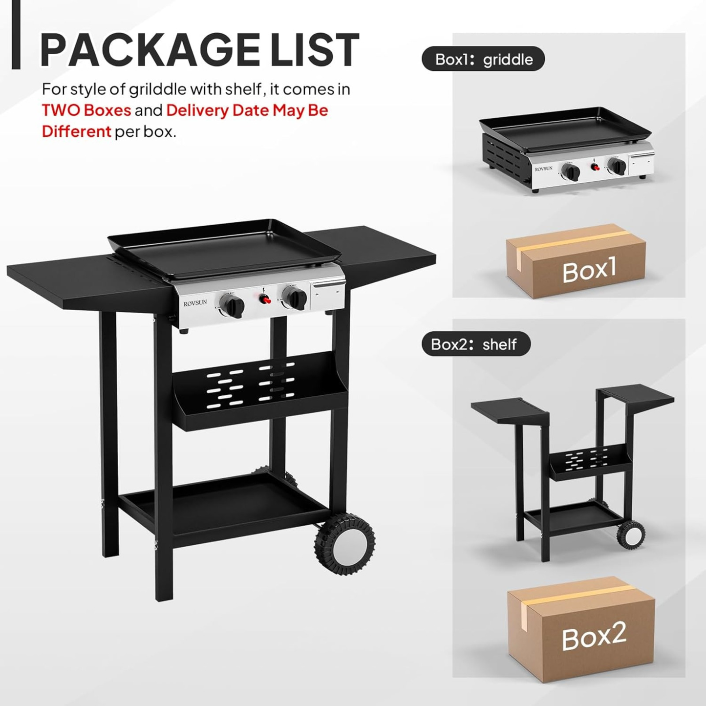 Flat Top Griddle Propane Tabletop 2 or 4 Burner, 20000 BTU Portable Gas Grill with Nonstick Enamel Tray