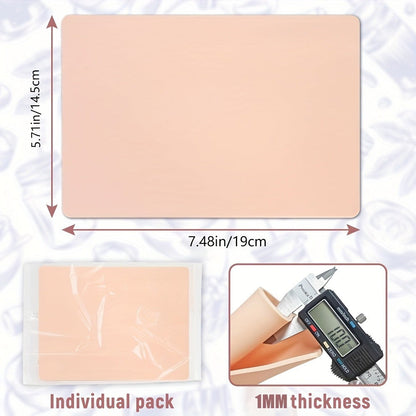 Tattoo Practice Skin Kit, Double-Sided Silicone Training Skin with Transfer Papers for Microneedling