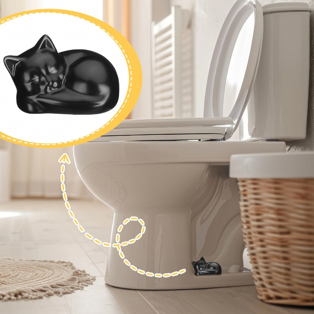Black Cat Ceramic Toilet Bolt Caps 2-Pack – Decorative Cat Toilet Bolt Screw Cover Caps, Cute Bathroom Decor for Cat Lovers