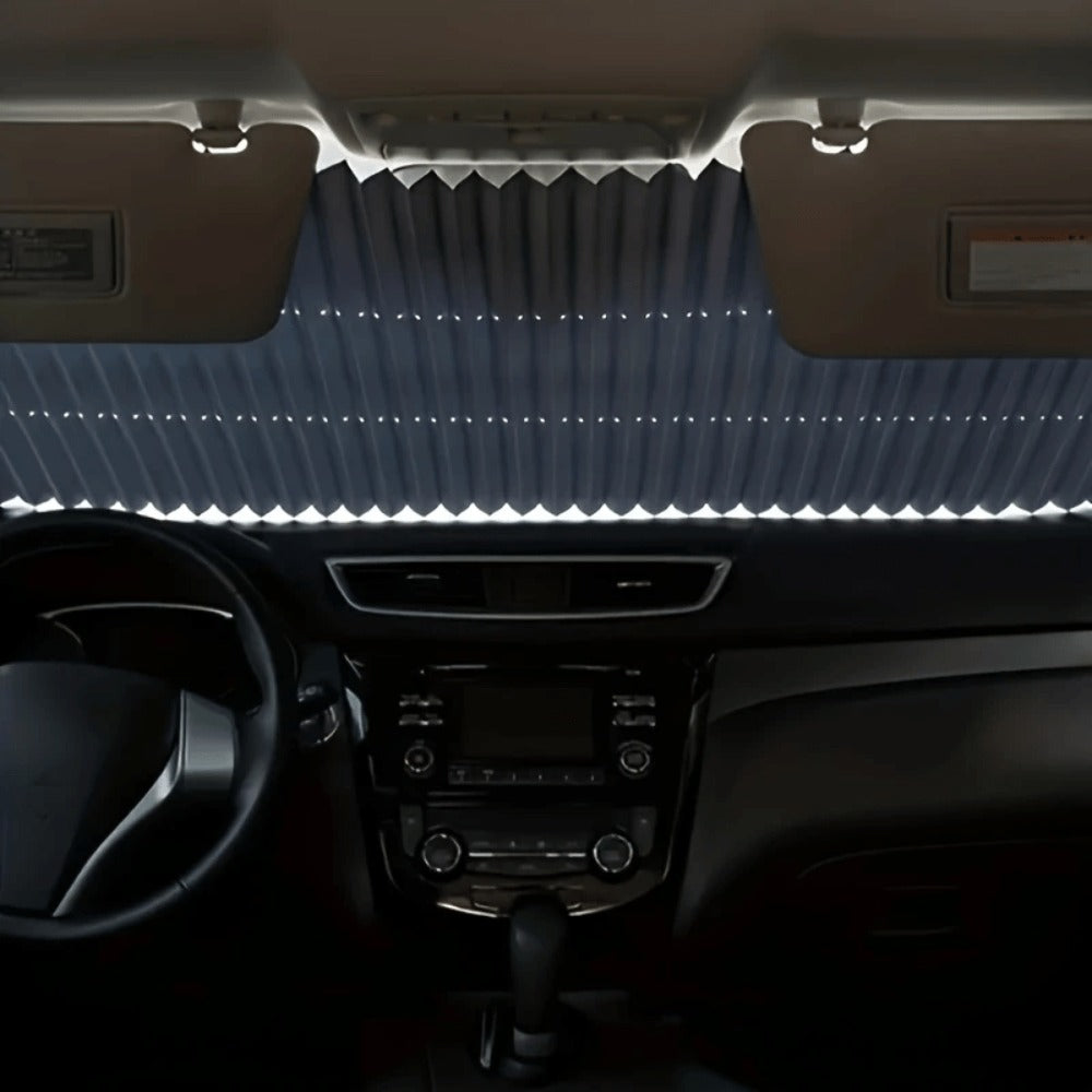 Front Window Sunshade Auto Retractable 46cm | Thermal Insulation Sun Blocking, Easy Fold & Store, Summer Essential Car Accessory for Sedan