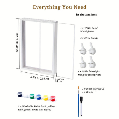 Handprint Kit for Family - DIY Wooden Keepsake Frame with Paint, Baby Hand & Footprint Craft Set