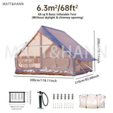 6.3 square meters, khaki color (no skylight, no chimney opening)