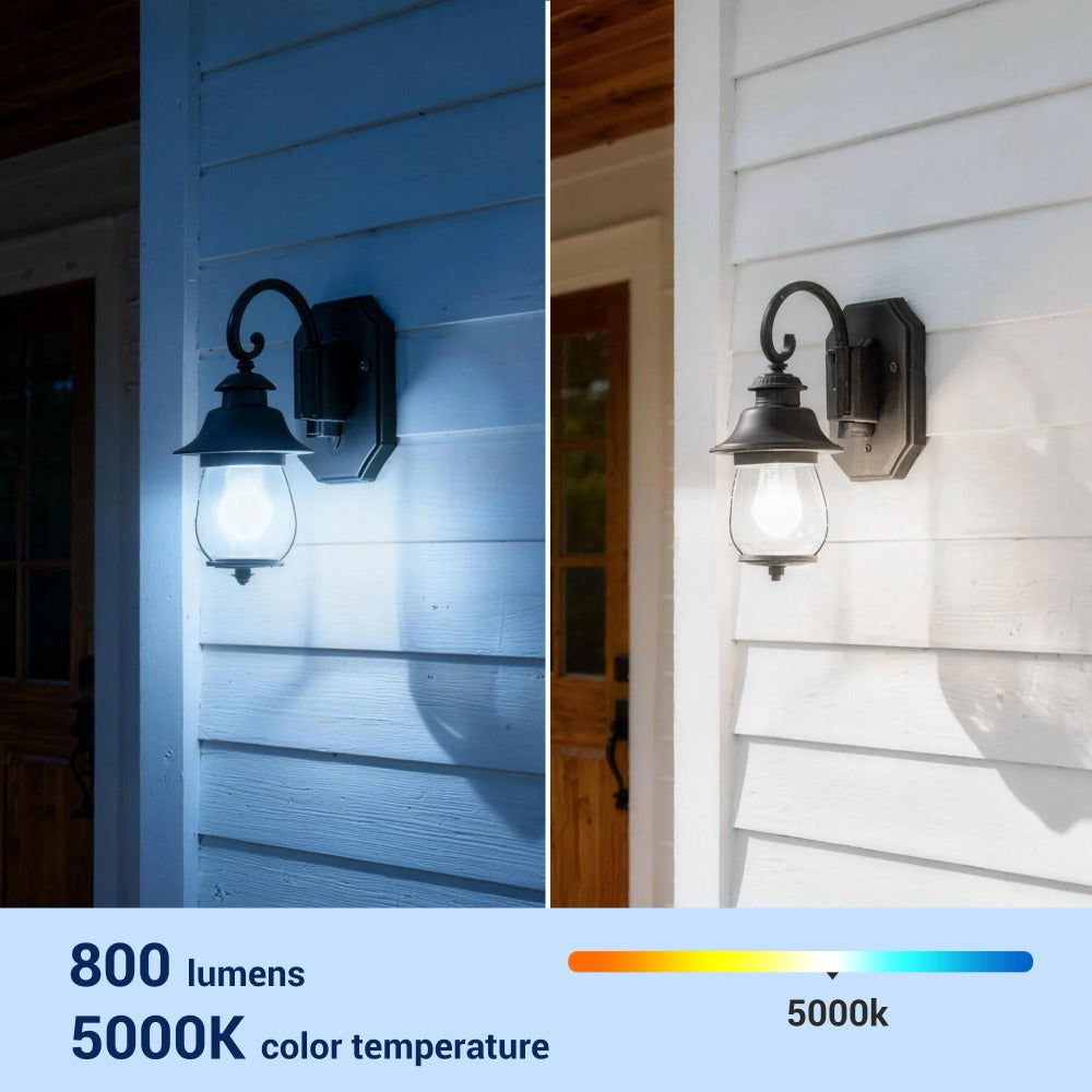 Dusk to Dawn Light Bulbs, A19 E26 Auto On Off Photocell Sensor LED Bulb 9W 60W Equivalent, for Home, Desk and Accent Lighting