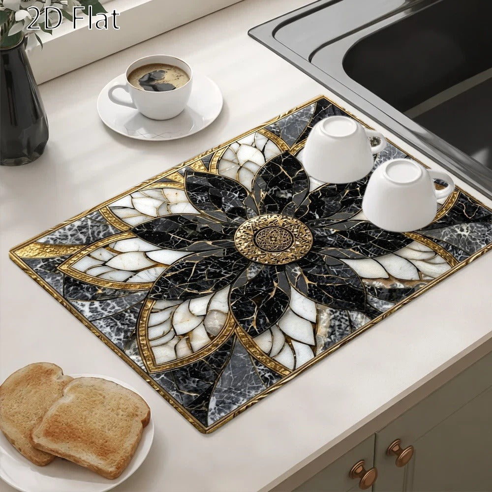 Stove Protector Mat Heat Resistant Non-Stick Reusable Gas Stove Liner Marble Pattern for Gas Stove Glass Cooktop Induction Cooker Oven
