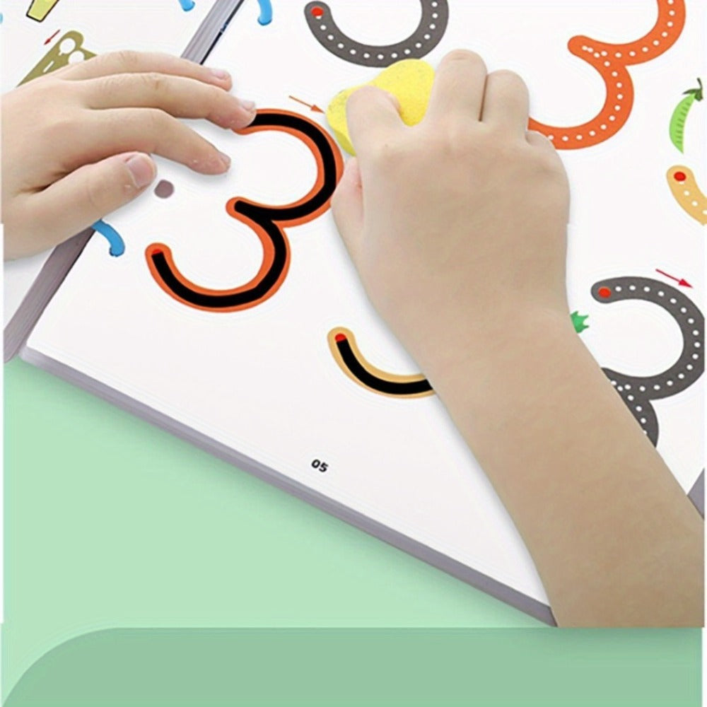 Reusable Magic Practice Book Set for Kids Ages 3-8, 64 Pages Handwriting & Calligraphy Workbook with 8 Erasable Pens & Eraser