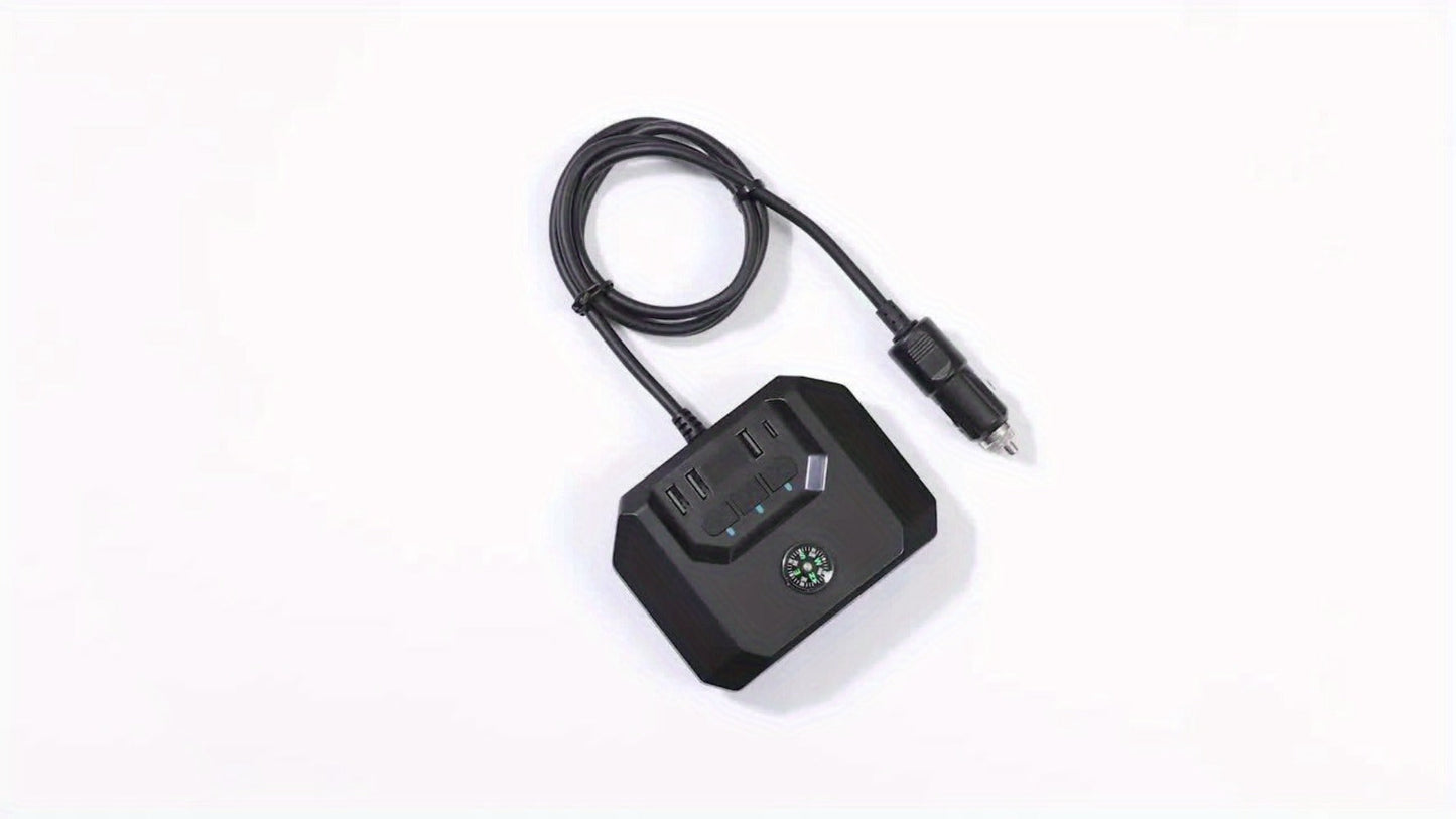 Car Cigarette Lighter Splitter 3-Socket 120W Power Outlet Adapter | QC3.0 + PD USB Ports | 12V/24V Voltage Monitor Independent Switch Car