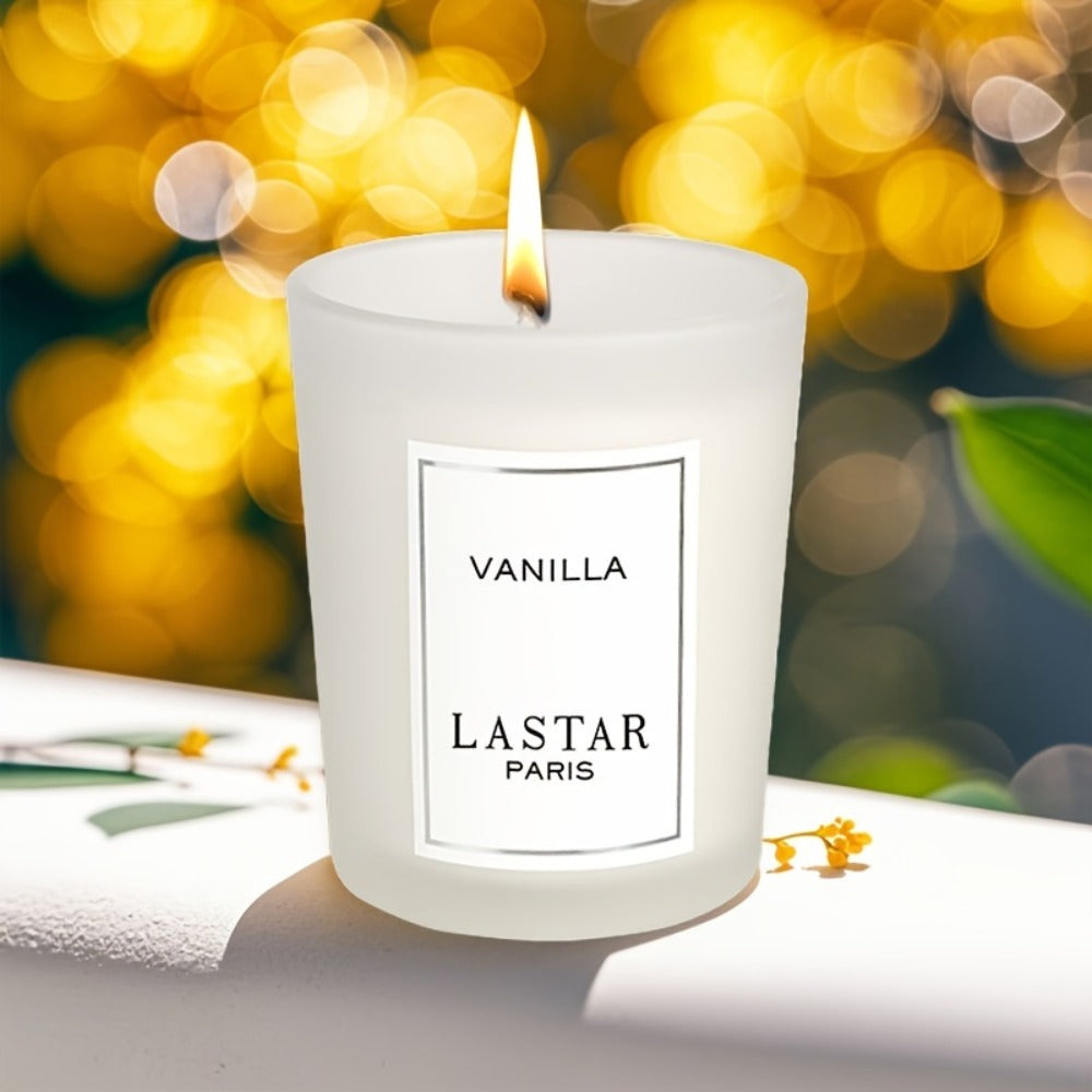 Vanilla Scented Soy Wax Candle in Frosted Glass Jar 70g - Single Wick Smokeless Clean Burn for Everyday Face, Beard and Body Grooming