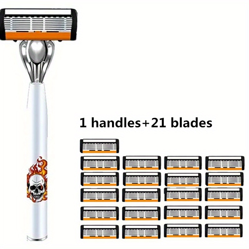 Men's Safety Razor with Replacement Blades - Anti-Slip Stainless Steel Handle Shaver for Beard & Sideburns