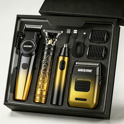 Men's Professional Hair Clipper and Trimmer Set Wireless USB Rechargeable Hair Cutting Kit for Hair and Beard Precise Grooming Gift for Dad