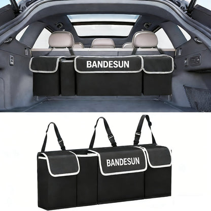 Rear Seat Hanging Car Trunk Organizer with Four Pockets, 36 x 14.2 x 4.7 Inches and Black Finish