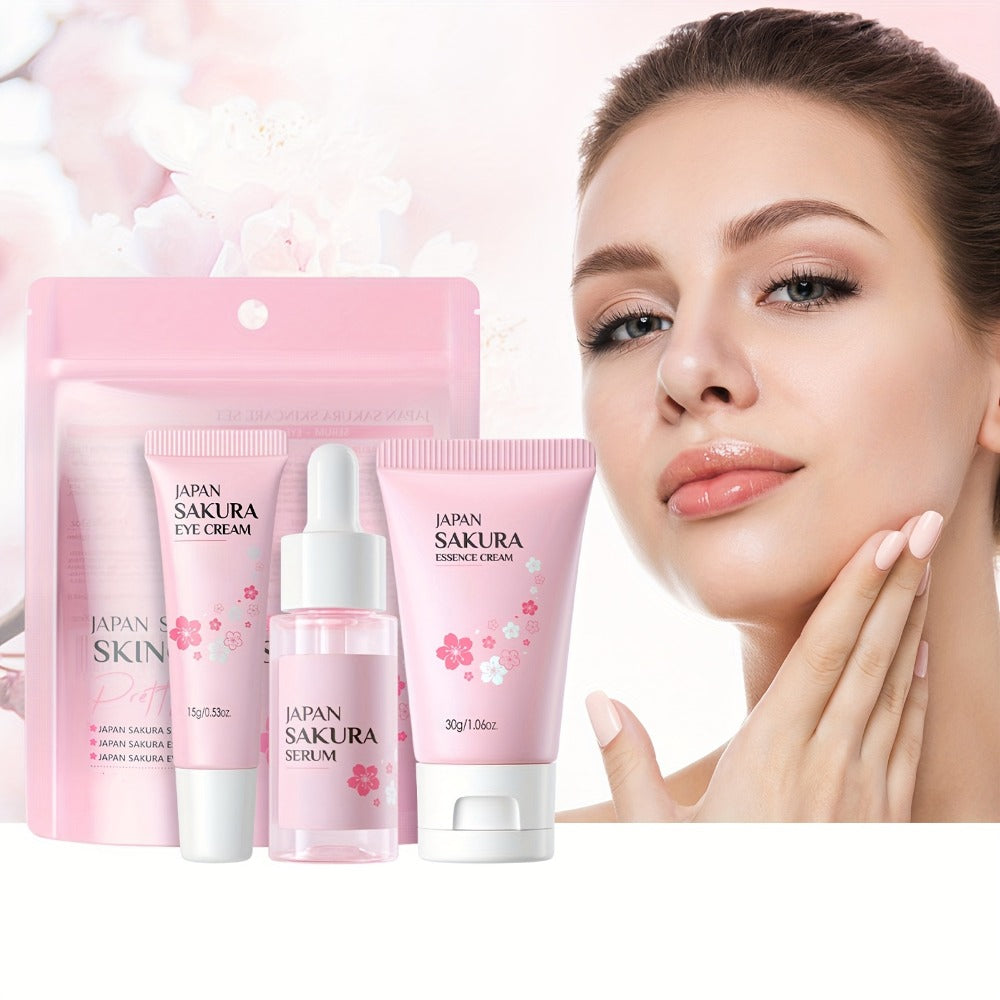 Sakura Skincare Gift Set with Mini and Full Routine Options, Pink Packaged Facial-Care Items and Accessories