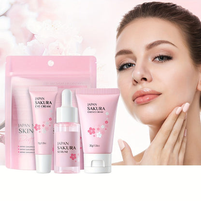Sakura Skincare Gift Set with Mini and Full Routine Options, Pink Packaged Facial-Care Items and Accessories