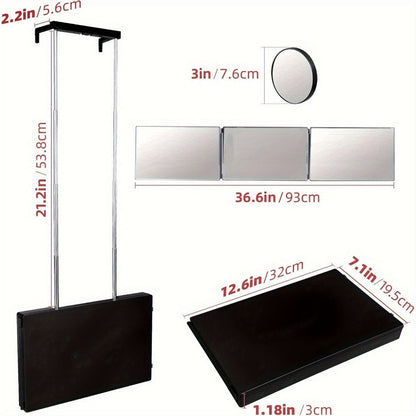 Self Hair Cutting Mirror 360° View 3-Way Anti-Fog HD Glass with 10X Magnifying Mirror – Height Adjustable Door Wall Table Mount DIY Home