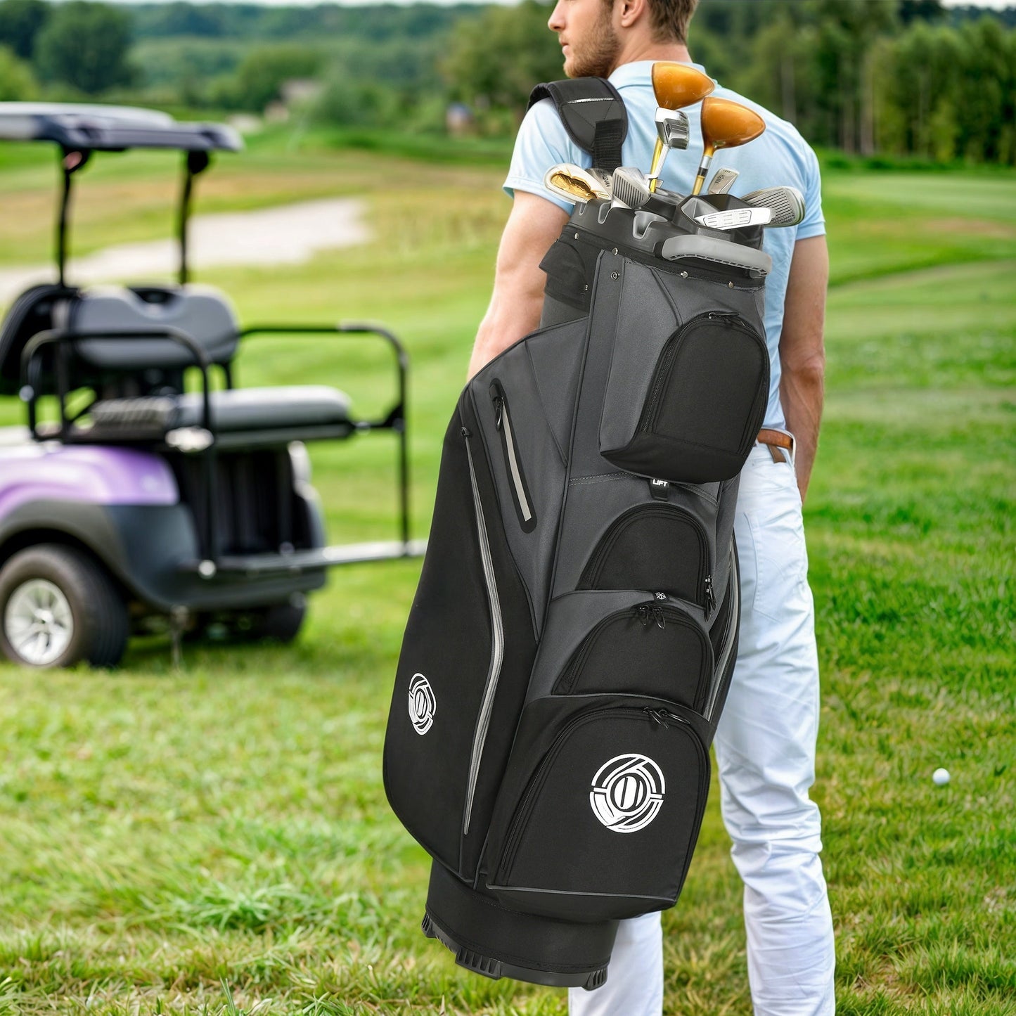 Hard Shell Golf Bag Armored Protective 900D High-Density Oxford Cloth Large Capacity Professional Equipment Travel Bag 105x27x38cm Deep Grey