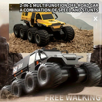 Amphibious RC Truck 8-Wheel Drive 4-Motor Off-Road Climbing Remote Control Armored Vehicle, Oversized Land & Water Military Truck Toy