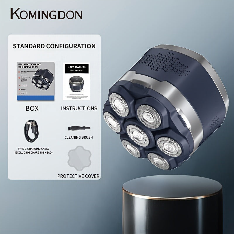 Electric Shaver 7D Floating Rotary Head with IPX6 Wet/Dry Use, USB Charging, LED Display and Magnetic Blade
