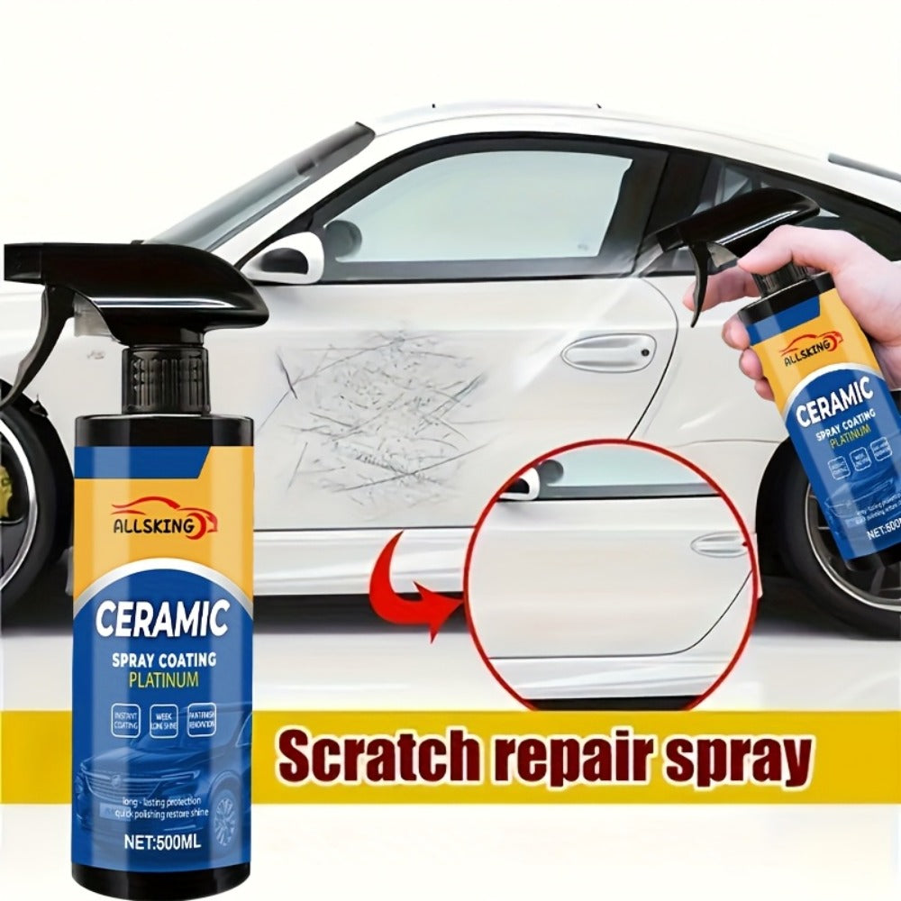 Ceramic Coating Spray for Cars – 3-in-1 Nano Polish, Scratch-Resistant Glossy Protective Layer, Compatible with All Paint Types
