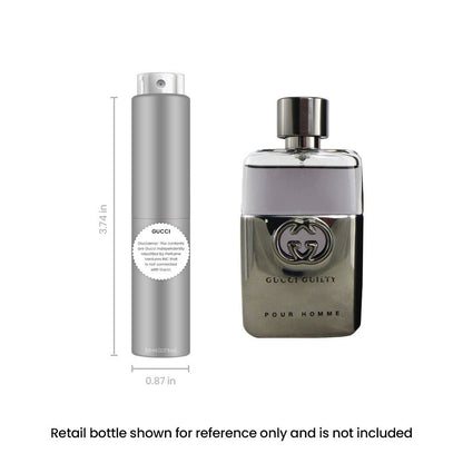 Eau de Toilette Gucci Guilty Pour Homme 5ml Travel Spray in Slim Silver Portable Atomizer Tube