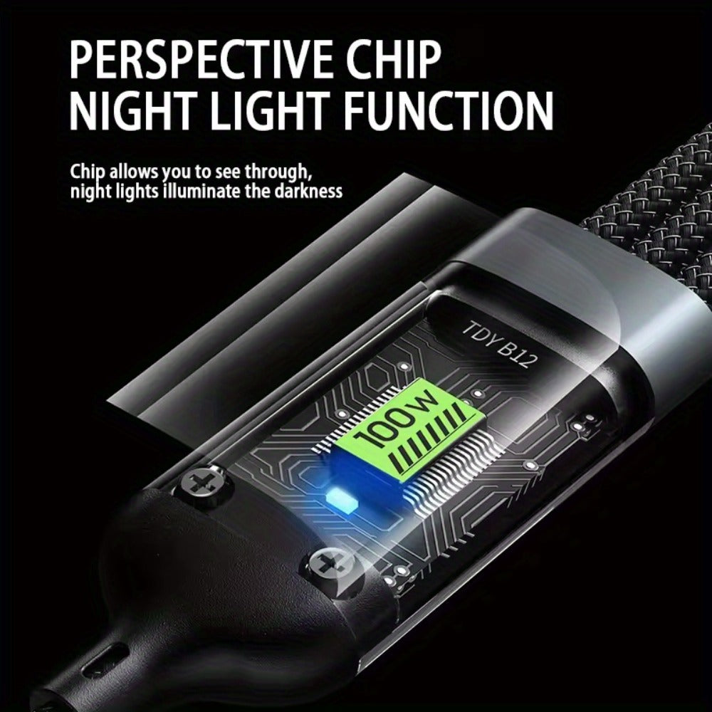 MFi 3-in-1 Charging Cable 100W Fast Charge 4/8 Pack for an Everyday Personal Care Routine, with Listed Configuration