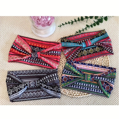 Floral Turban Headbands for Women 8 Pack Non-Slip Elastic Boho Knotted Wide Hair Wrap for Sports Yoga Running Workout Sweatband Moisture