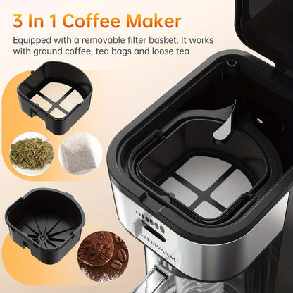 Iced Tea & Coffee Maker 3 QT Pitcher with Reusable Filter Basket, Adjustable Brew Strength, Cold Brew Machine for Iced Tea