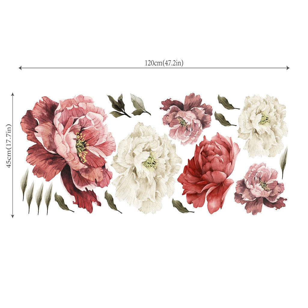 Peony Flower Window Glass Sticker – Anti-Collision Waterproof Decorative Glass Film, European Floral Wall & Window Decal for Home Decor
