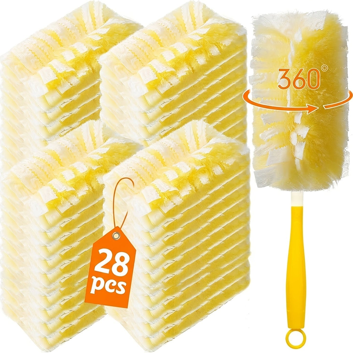 Duster Refills 360 Degree Electrostatic Microfiber Disposable Dusting Refills with Handle for Entryways, Bedrooms and Living Spaces
