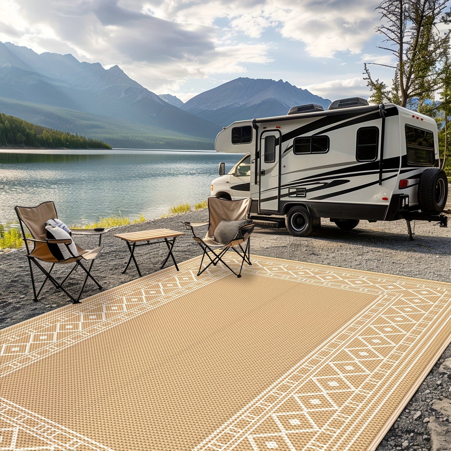 Outdoor Reversible Plastic Straw Rug for Patio Deck RV Camping – Waterproof UV-Resistant Lightweight Mat, Multiple Sizes & Colors