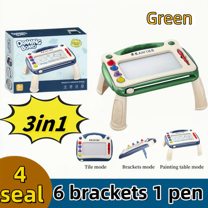 Kids Drawing Board Toy 3-in-1 with Stamps Brush Stand – Magnetic Doodle Art Set for Toddlers Boys Girls Ages 3+ Birthday Easter Christmas