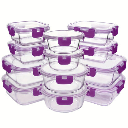 Glass Food Storage Containers with Airtight Lids – Borosilicate Glass Meal Prep Containers Set, Microwave Dishwasher Freezer Safe