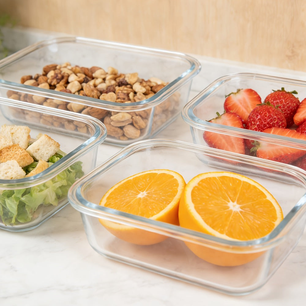 Glass Food Storage Containers with Airtight Lids – Borosilicate Glass Meal Prep Containers Set, Microwave Dishwasher Freezer Safe