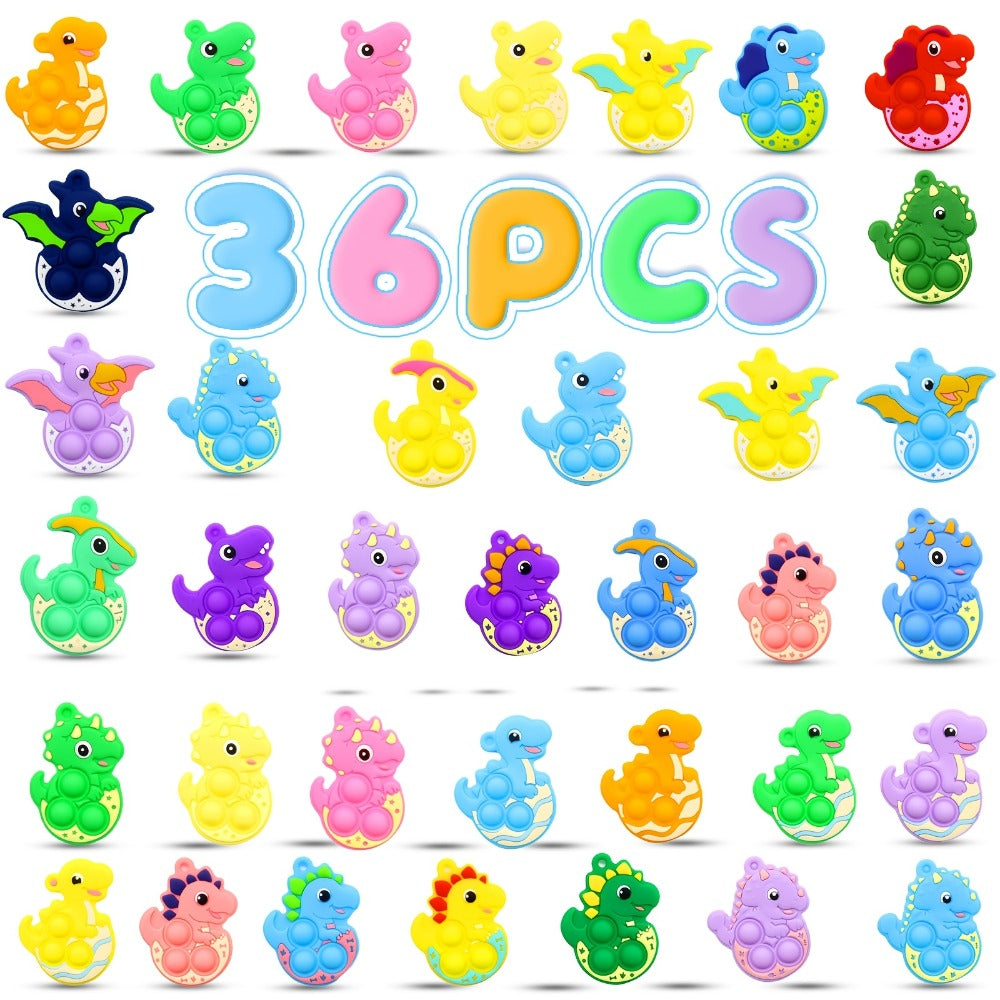 Animal Press Pop Toy Set 32/36pcs, Cute Keychain Fidget Toys for Kids, Party Favors, Classroom Rewards