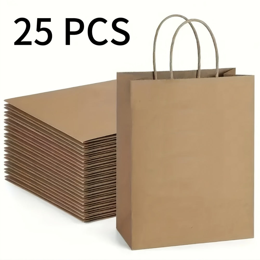 Paper Bags with Handles Bulk – Kraft Paper Gift Bags 25/75/100/300 Pcs, Black White Brown Reusable Shopping Bags for Small Business Retail