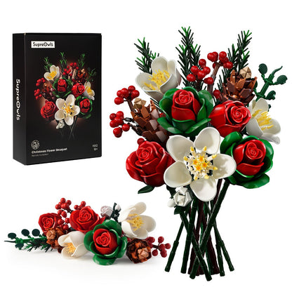 DIY Flower Bouquet Building Kit for Girls & Women – Rose & Lily Brick Set, Healing Series Desk Decoration, Buildable Artificial Flowers
