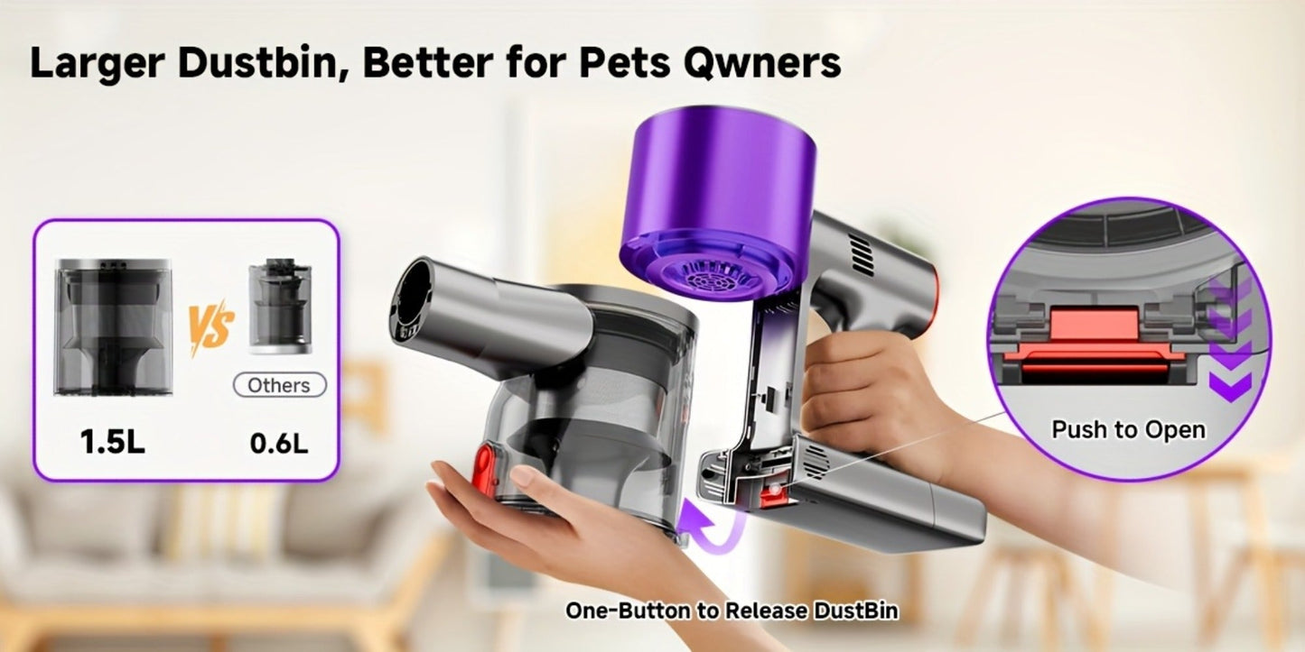 Cordless Vacuum Cleaner 58Kpa Strong Suction 6-in-1 Rechargeable Stick Vacuum for Entryways, Bedrooms and Living Spaces