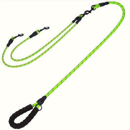 Dual Dog Walking Leash with Padded Handle, Two 30-Inch Branches and Six Reflective Color Options