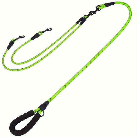 Dual Dog Walking Leash with Padded Handle, Two 30-Inch Branches and Six Reflective Color Options