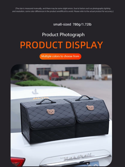 Car Trunk Organizer, Foldable Faux Leather Bow-Detail Box in 30L or 35L Size with Pink and Black Options