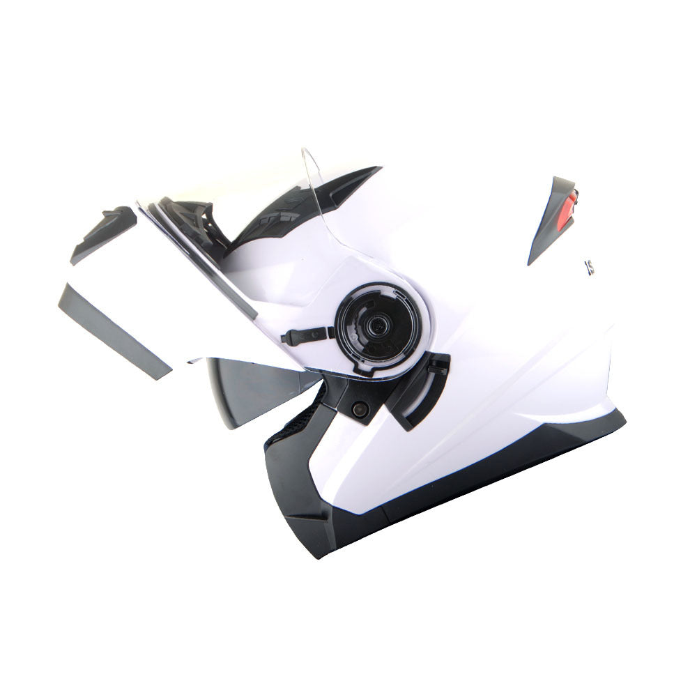 Motorcycle Helmet Modular Flip-Up Design with Dual Visors, Optional Three-Mode LED Tail Light and S-XL Sizes