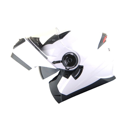 Motorcycle Helmet Modular Flip-Up Design with Dual Visors, Optional Three-Mode LED Tail Light and S-XL Sizes
