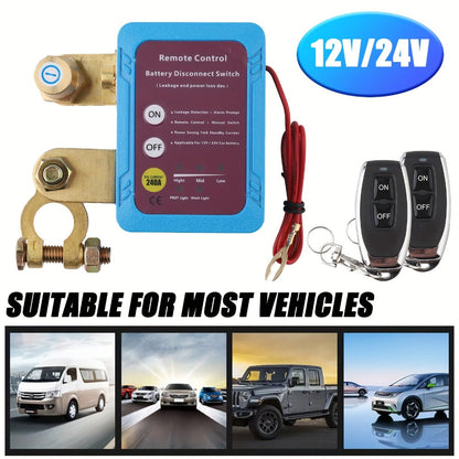 Remote Battery Disconnect Switch 240A 12V/24V – Wireless Kill Switch with Digital Display & Auto Power Shut-Off for Car, Truck, Boat