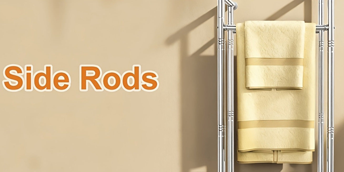 Portable Clothes Rack with Wheels, Double Rod Garment Rack with Shelves & Hooks, Metal Rolling Clothing Rack for Hanging Clothes