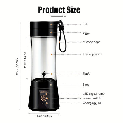 12.85-Ounce Six-Blade Slim Portable Blender Cup with Rechargeable Base and Five Color Options
