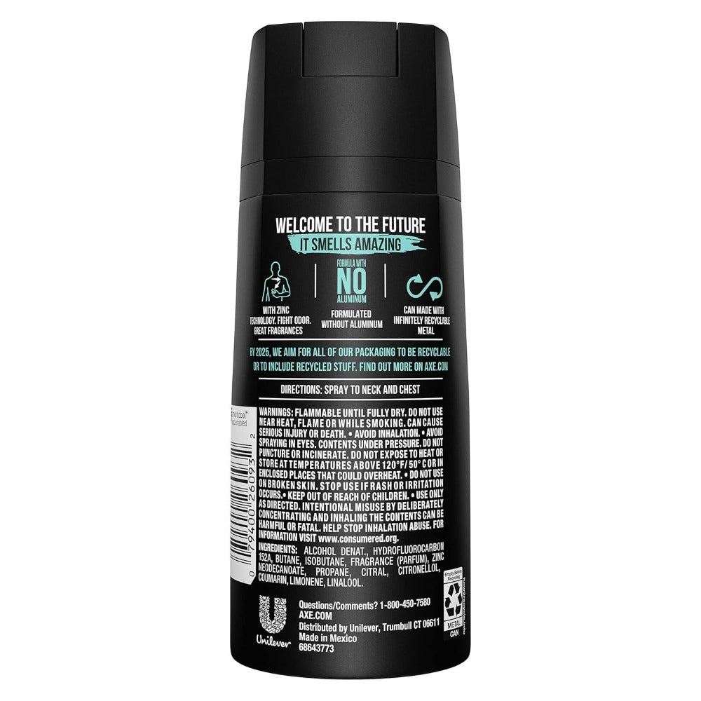 AXE Apollo Body Spray Deodorant Men Aluminum Free Long-Lasting Odor Protection Sage Cedarwood Scent 4oz 3 Count Pack Fresh Masculine