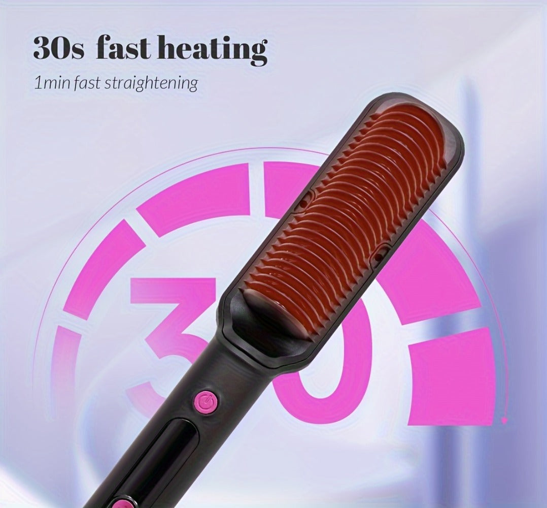 6-Setting Ionic Hair Straightener Brush with Fast Heat-Up & Anti-Scald Protection, for Home, Travel and Salon Hair Styling