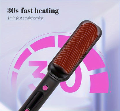 6-Setting Ionic Hair Straightener Brush with Fast Heat-Up & Anti-Scald Protection, for Home, Travel and Salon Hair Styling