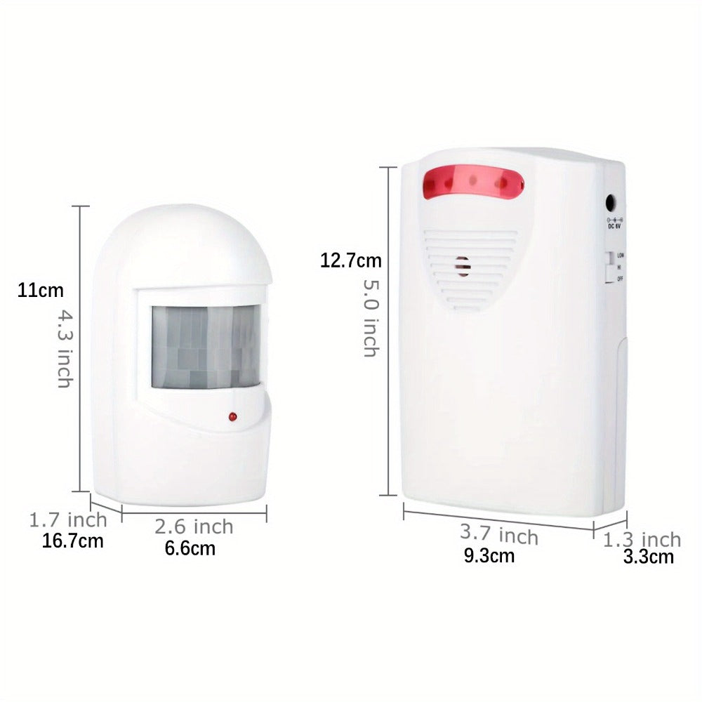 Wireless Driveway Alarm Motion Sensor, Infrared PIR Security Alert System 328ft Range 110dB Chime