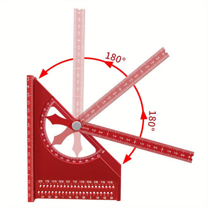 Adjustable 3D Carpentry Square Set 180° Rotating Aluminum Alloy Triangle Ruler T-Square for Entryways, Bedrooms and Living Spaces