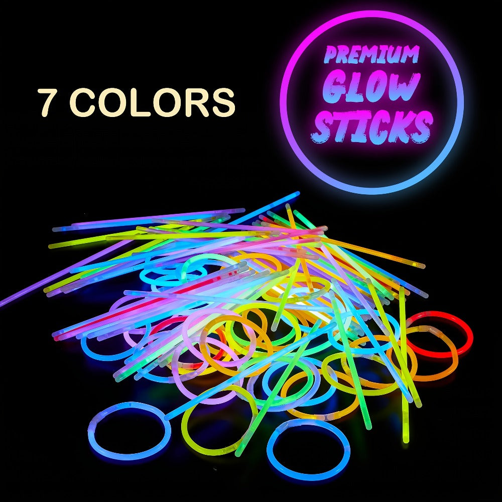 Glow Sticks Bulk 300 Pack 8 Inch Glow in the Dark Party Favors with Bracelet Connectors for Parties, Celebrations and Guest Favors